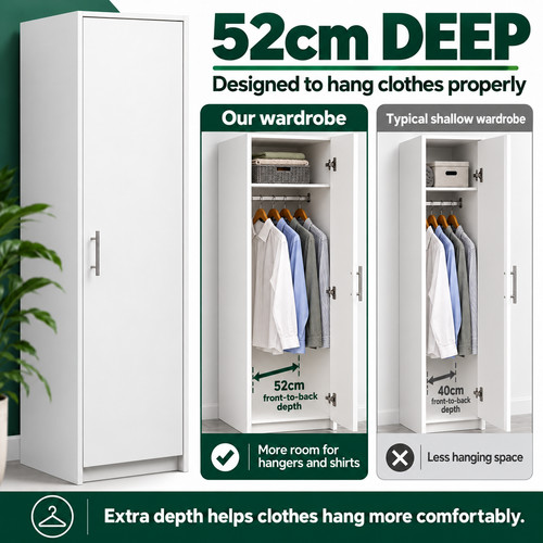 White single wardrobe 180cm - white,