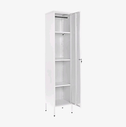 White steel single door locker - white,