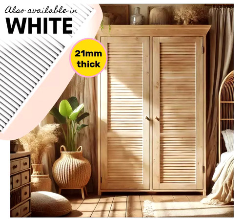 Wooden open louvre wardrobe - wooden,